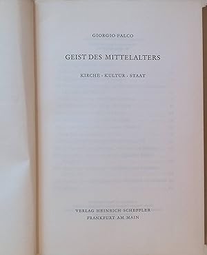 Image du vendeur pour Geist des Mittelalters : Kirche, Kultur, Staat. mis en vente par books4less (Versandantiquariat Petra Gros GmbH & Co. KG)