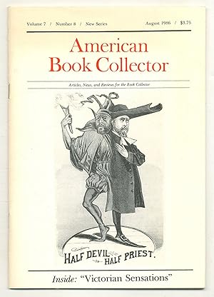 Bild des Verkufers fr "All the Leading Sensations of the Day": Purple Publishing in Victorian America [in] American Book Collector - New Series, Volume 7, Number 9, August, 1986 zum Verkauf von Between the Covers-Rare Books, Inc. ABAA