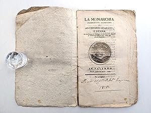 1799 SICILIAN IMPRINT - LA MONARCHIA POEMETTO SICILIANO - TEXT in CORSICAN Palermo, Sicily RARE