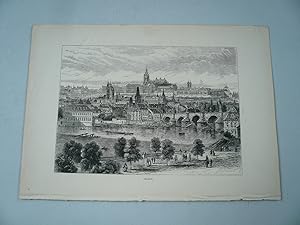 Prag, Kleinseite und der hradschin, anno 1850, Stahlstich Bibliographisches Institut, Ansicht: 13...