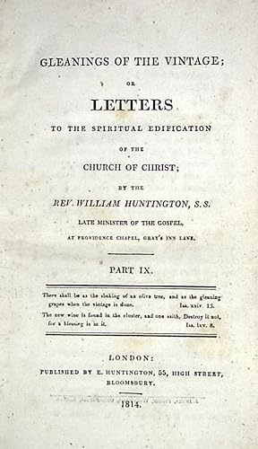Seller image for Gleanings of the Vintage; or Letters to the Spiritual Edification of the Church of Christ. Part IX for sale by Barter Books Ltd