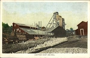 Ansichtskarte / Postkarte USA, Lightner Hoist and Mill, Sägewerk, Holzbretter, Steine