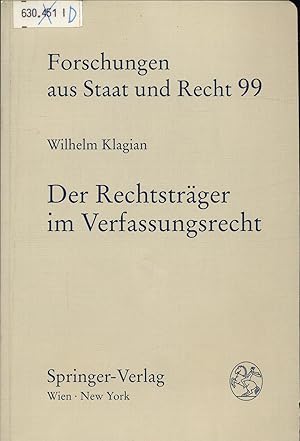 Bild des Verkufers fr Der Rechtstrger im Verfassungsrecht zum Verkauf von avelibro OHG