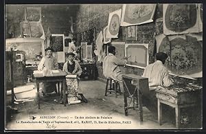 Carte postale Aubusson, Manufacture des Tapis, Un de Ateliers de Peinture, Teppichmanufaktur