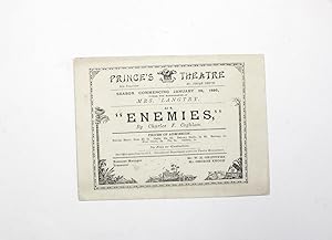 Seller image for An Original 'The Princess Theatre' Programme. This is for Enemies by Charles F Coghlan starring Lillie Langtry for sale by Lasting Words Ltd