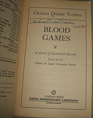 Image du vendeur pour Blood Games: A Novel of Historical Horror // The Photos in this listing are of the book that is offered for sale mis en vente par biblioboy