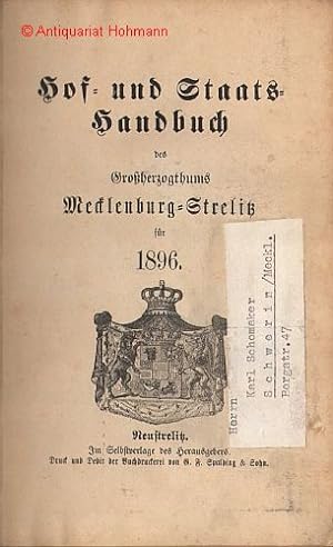 Hof- und Staats-Handbuch des Großherzogthums Mecklenburg-Strelitz für 1896.