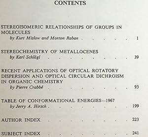 Bild des Verkufers fr Topics in Stereochemistry. Vol. 1 zum Verkauf von ANTIQUARIAT.WIEN Fine Books & Prints