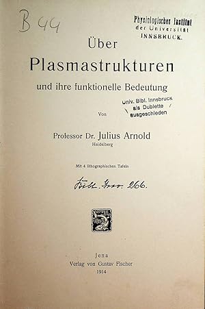 Bild des Verkufers fr ber Plasmastrukturen und ihre funktionelle Bedeutung. zum Verkauf von ANTIQUARIAT.WIEN Fine Books & Prints