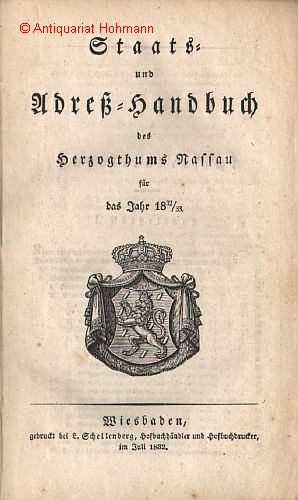 Bild des Verkufers fr Staats- und Adre-Handbuch des Herzogthums Nassau fr das Jahr 1832/33. zum Verkauf von Antiquariat Hohmann
