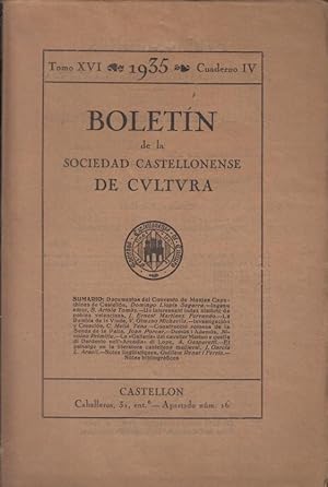 Imagen del vendedor de Boletin de la Sociedad Castellonense de Cultura. - Tomo XVI - Cuaderno IV a la venta por PRISCA