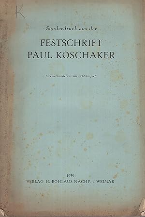 Imagen del vendedor de Sonderdruck aus der Festschrift Paul Koschaker. - Zur Entziehung des Erbrechtes im altbabylonischen Recht. a la venta por PRISCA