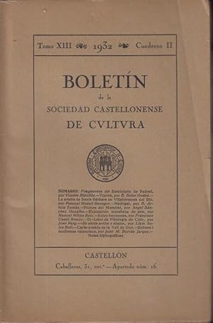 Imagen del vendedor de Boletin de la Sociedad Castellonense de Cultura. - Tomo XIII - Cuaderno II a la venta por PRISCA