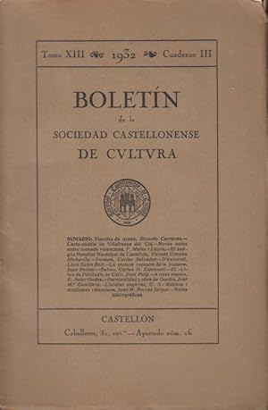 Imagen del vendedor de Boletin de la Sociedad Castellonense de Cultura. - Tomo XIII - Cuaderno III a la venta por PRISCA