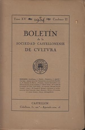 Imagen del vendedor de Boletin de la Sociedad Castellonense de Cultura. - Tomo XV - Cuaderno II a la venta por PRISCA