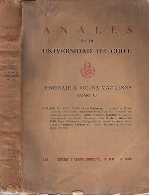 Imagen del vendedor de Anales de la Universidad de Chile: Homenaje a Vicuna Mackenna, Tomo 1. a la venta por PRISCA