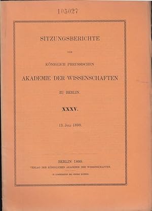 Imagen del vendedor de Sitzungsberichte der Kniglich Preussischen Akademie der Wissenschaften zu Berlin. - XXXV - ber die Isomerie der Methylharnsuren. a la venta por PRISCA