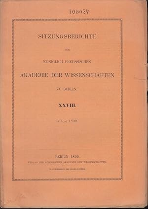 Seller image for Sitzungsberichte der Kniglich Preussischen Akademie der Wissenschaften zu Berlin - XXVIII - Jahresbericht ber die Thtigkeit des Kaiserlich Deutschen archologischen Instituts. for sale by PRISCA