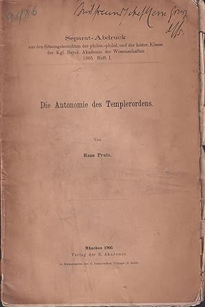 Seller image for Die Autonomie des Templerordens. for sale by PRISCA