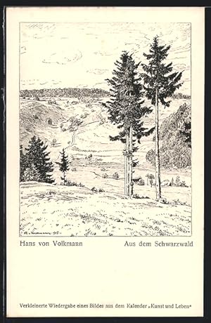 Bild des Verkufers fr Knstler-Ansichtskarte Hans von Volkmann: Landschaft aus dem Schwarzwald zum Verkauf von Bartko-Reher