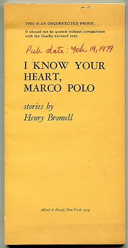 Seller image for I Know Your Heart, Marco Polo: Stories for sale by Between the Covers-Rare Books, Inc. ABAA