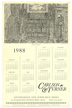 [Broadside calendar]: 1988 Carlson & Turner Antiquarian and Scholarly Books