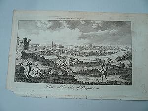 Prag anno 1730, Kupferstich, Ladies Magazine Platte: 9 x 16 cm.