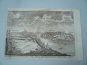 Prague/Praha, anno 1742, copperengraving Gent. Mag. together with a birds eye view of the town. s...