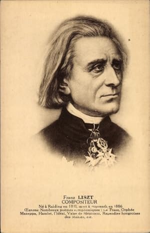 Bild des Verkufers fr Ansichtskarte / Postkarte Komponist Franz Liszt, Portrait zum Verkauf von akpool GmbH