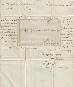 Image du vendeur pour 1816 - One of the earliest extant Old China Trade letters regarding a shipment of tea and silk from a merchant who was simultaneously beginning the largest American opium smuggling concern in China mis en vente par Kurt A. Sanftleben, LLC