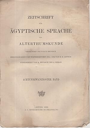 Image du vendeur pour Zeitschrift fr gyptische Sprache und Altertumskunde mis en vente par PRISCA