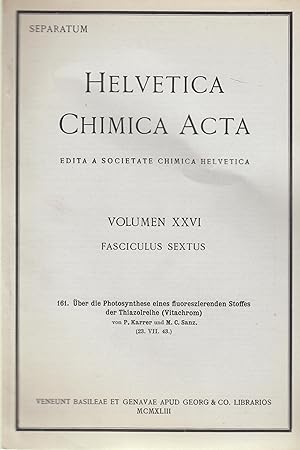 Immagine del venditore per Helvetica Chimica Acta - Volumen XXVI - Fasciculus sextus - ber die Photosynthese eines fluoreszierenden Stoffes der Thaizolreihe (Vitachrom). venduto da PRISCA