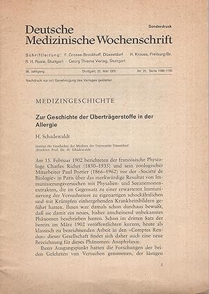 Seller image for Zur Geschichte der bertrgerstoffe in der Allergie for sale by PRISCA