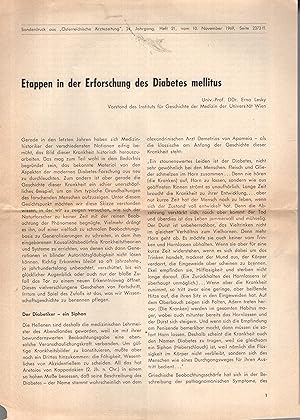 Imagen del vendedor de Etappen in der Erforschung des Diabetes mellitus. a la venta por PRISCA