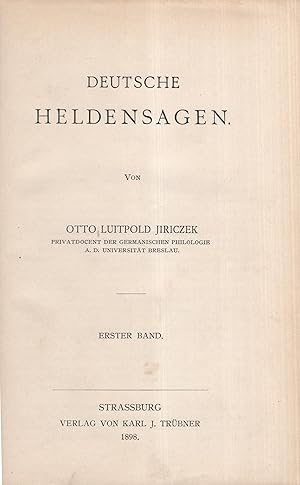 Seller image for Deutsche Heldensagen. - Erster Band. for sale by PRISCA