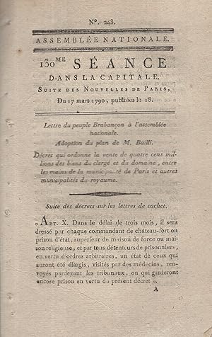 Seller image for Assemble Nationale. - 188 Sance dans la Capitale. - Suite des Nouvelles de Paris, du 17 mars 1790, publies le 18 for sale by PRISCA