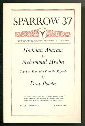 Bild des Verkufers fr Hadidan Aharam [in] Sparrow 37 - October 1975 zum Verkauf von Between the Covers-Rare Books, Inc. ABAA