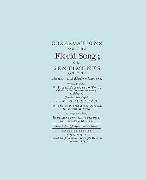 Seller image for Observations on the Florid Song. (Facsimile of 1743 English Edition. Printing Two Up). (Paperback or Softback) for sale by BargainBookStores