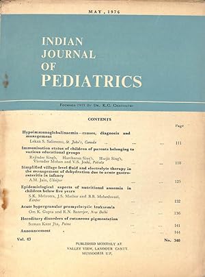 Seller image for Indian Journal of Pediatrics Vol. 43, No. 340 for sale by Majestic Books