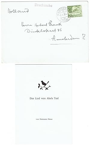 Gedr. Gedicht Das Lied von Abels Tod" mit eigenh. Unterschrift.