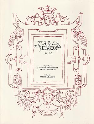 Seller image for Table de los Principios de la Poesia Espanola Siglos XVI-XVII for sale by Book Booth