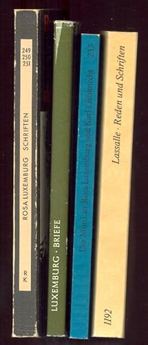 Immagine del venditore per Schriften von / zu R. Luxemburg und F. Lassalle:) I: Luxemburg, R.: Schriften zur Theorie der Spontaneitt. Herausgegeben von Susanne Hillmann. II: Luxemburg, R.: Briefe aus dem Gefngnis. III: Hannover-Drck, E./Hannover, H. (Hgg.): Der Mord an Rosa Luxemburg und Karl Liebknecht. Dokumentation eines politischen Verbrechens. IV: Lassalle, F.: Reden und Schriften. venduto da Antiquariat Buechel-Baur