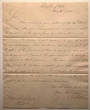John C. Calhoun Autograph Letter Signed as Secretary of War--May 3rd, 1820