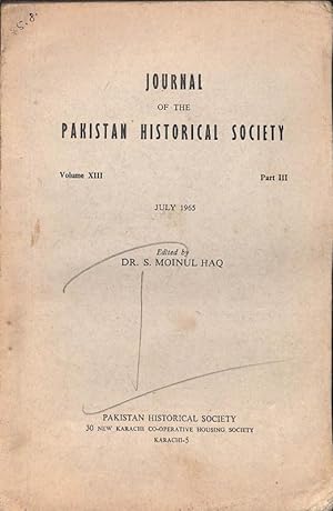 Seller image for Journal of the Pakistan Historical Society Vol. XIII Part III for sale by Majestic Books