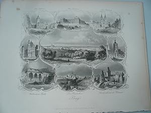 Prag, Praha, Prague, anno 1850, Souvenierblatt, Payne --Blattmaß: 20x27 cm.