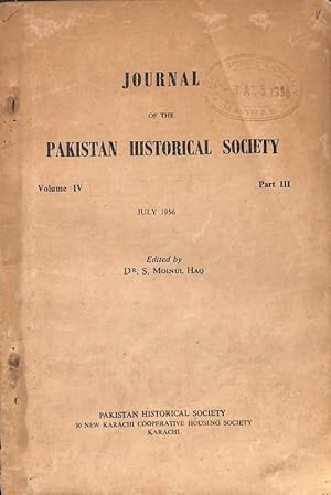 Seller image for Journal of the Pakistan Historical Society Vol. IV Part III for sale by Majestic Books