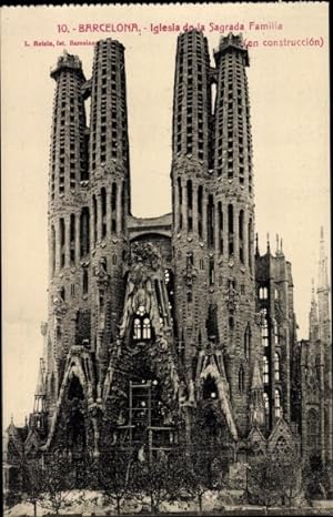 Ansichtskarte / Postkarte Barcelona Katalonien, Kirche der Sagrada Familia, Basilika im Bau, Anto...