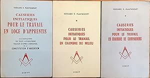 Bild des Verkufers fr Causeries initiatiques pour le travail en loge d apprentis, accompagnes du texte authentique, traduit d aprs l original de la Constitution d Anderson, pour le travail en chambre du Milieu, en chambre de Compagnons zum Verkauf von Le Songe de Polia