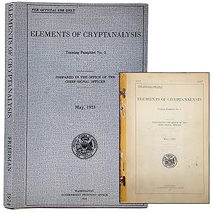 Immagine del venditore per Elements of Cryptanalysis: Training Pamphlet No. 3 venduto da Memento Mori Fine and Rare Books