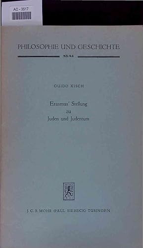 Imagen del vendedor de Erasmus' Stellung zu Juden und Judentum. AC-3517 a la venta por Antiquariat Bookfarm